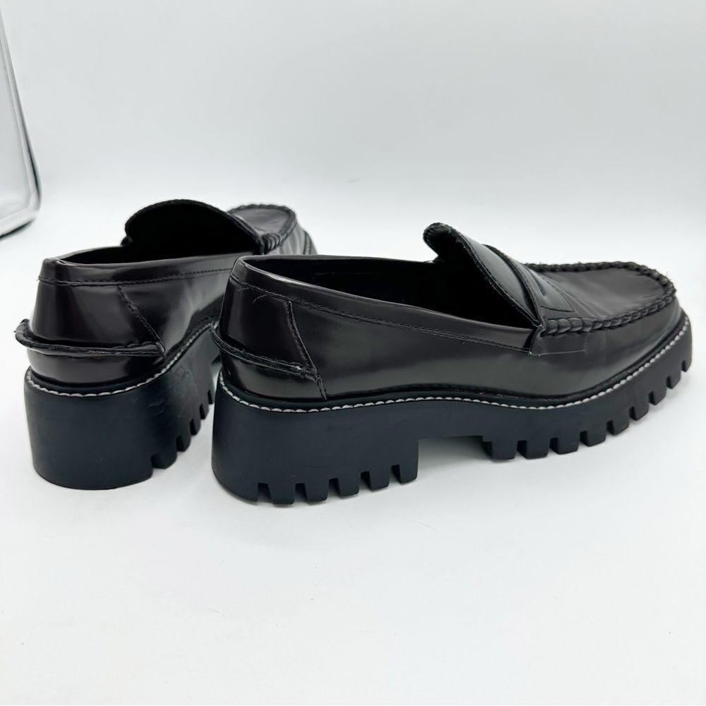 Mango Track Sole Leather Slip-On Loafer with Track‎ Sole Deep Burgundy Sz 7.5 - Picture 6 of 14